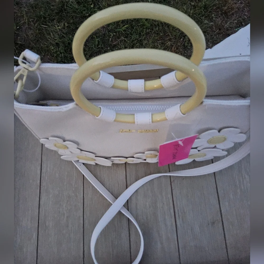 Betsey Johnson Cream and Yellow Satchel with Floral Design - Picture 5 of 7
